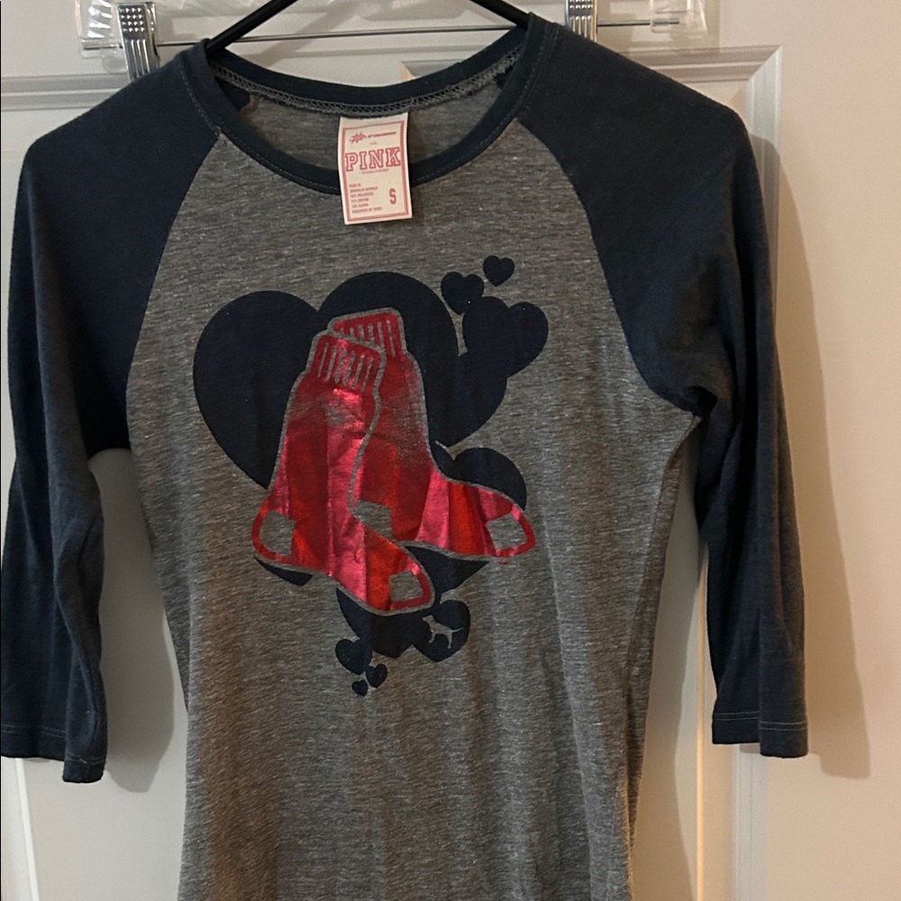 PINK Victoria's Secret womens Long Sleeve Shirt with Red and Black Design